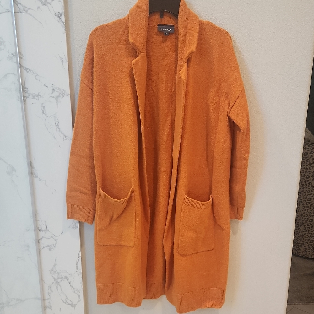 Modcloth Women's Orange Sweater Jacket, Size Small